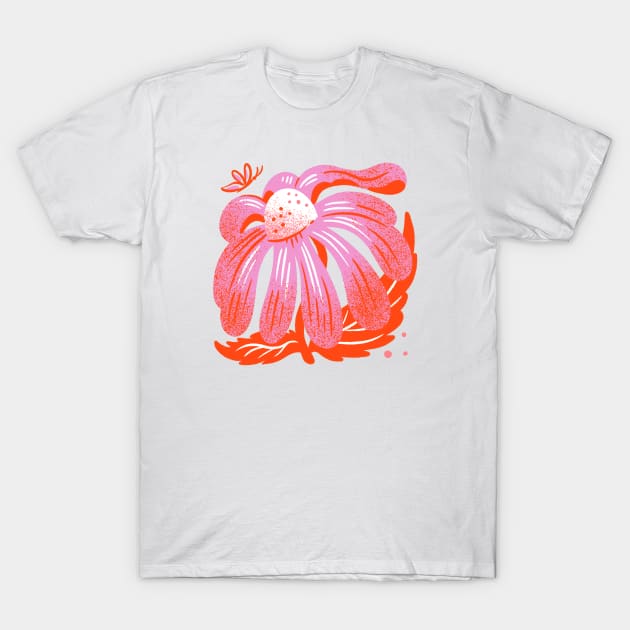 Orange pink Daisy T-Shirt by JordanKay